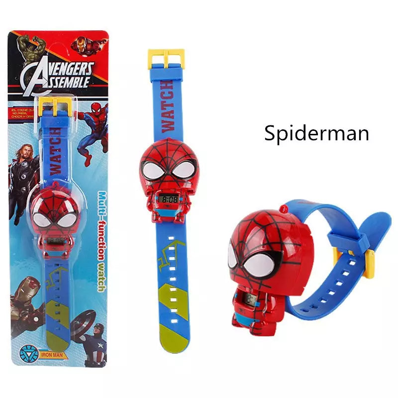 Super Relógio Infantil Herois - Homem Aranha, Homem de Ferro, Capitão America, Hulk e Batman - Kaype Store