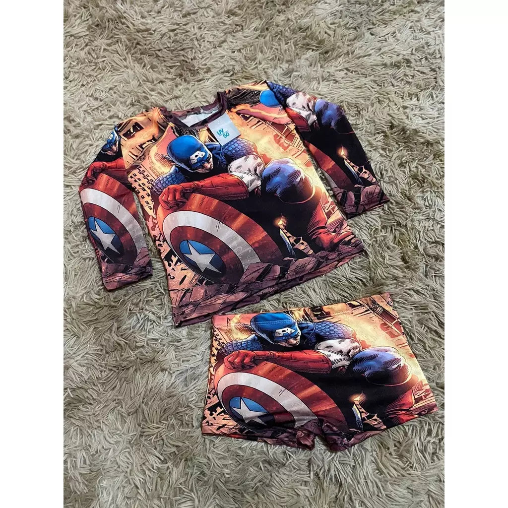 Conjunto Verão Infantil Masculino - Sunga e Camisa Térmica de Proteção Solar UV50 - Kaype Store