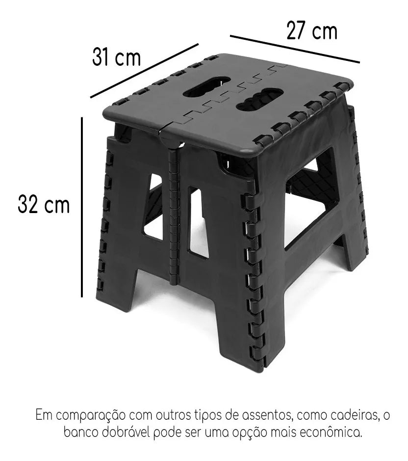 Banqueta Dobrável Resistente - Até 100kg - Kaype Store