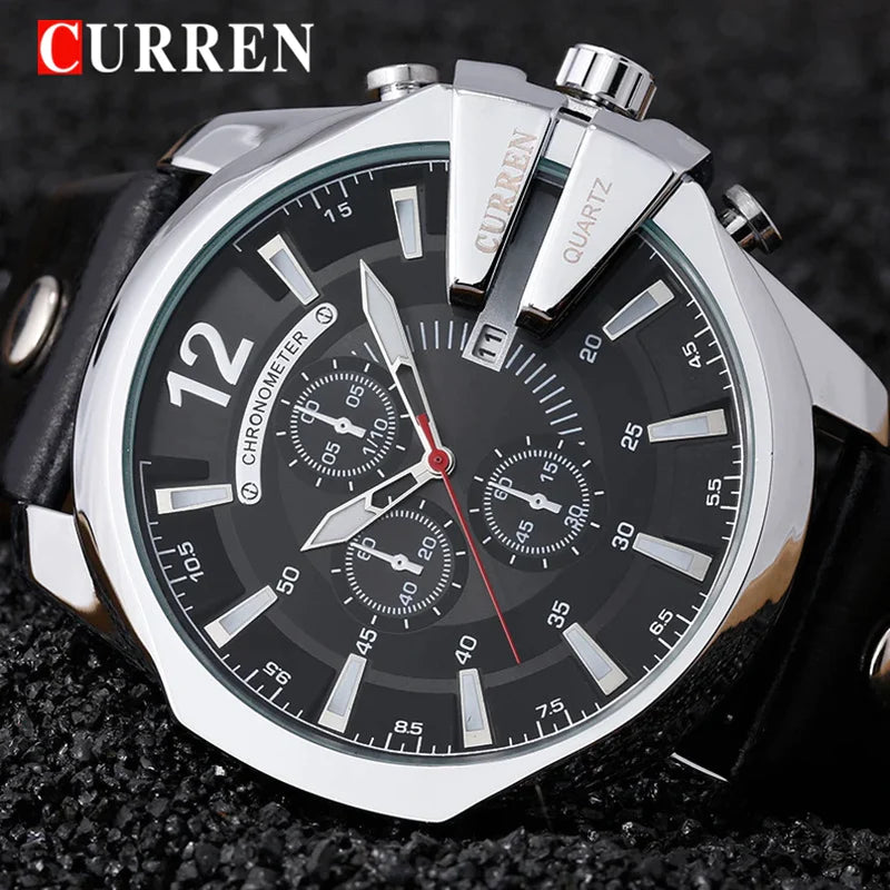 Relógio Masculino Curren de Luxo - Pulseira de Couro - Kaype Store