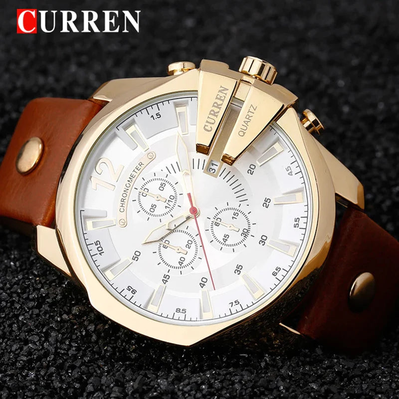Relógio Masculino Curren de Luxo - Pulseira de Couro - Kaype Store