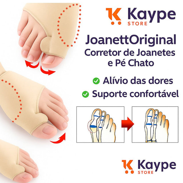 JoanettOriginal - Corretor Ortopédico de Joanetes e Pé Chato (2 Peças)