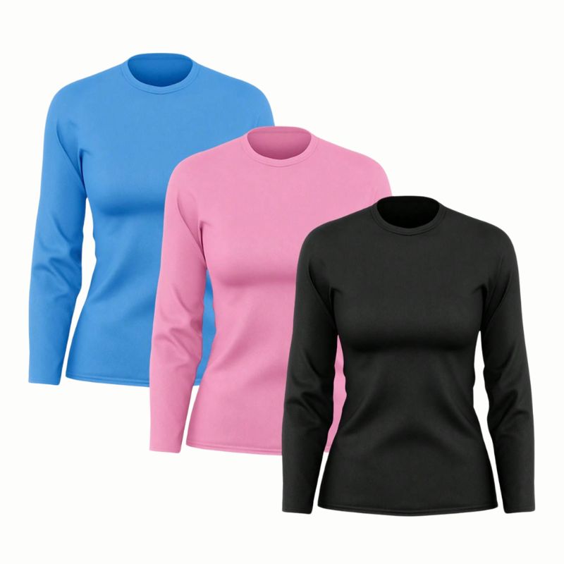 Kit 3 Camisetas Manga Longa Feminina Dry Fit Esportiva - FemmeSport