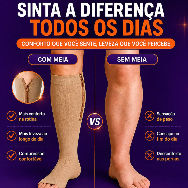 Meia 3/4 de Compressão | Alívio para Pernas Cansadas e Inchadas