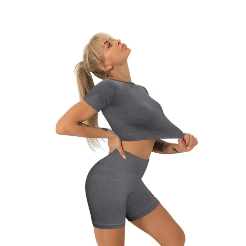 Kit Esportivo Fit Feminino - Conjunto Shorts + Cropped + Tenis de Corrida Ultra Respirável - 33y - Kaype Store