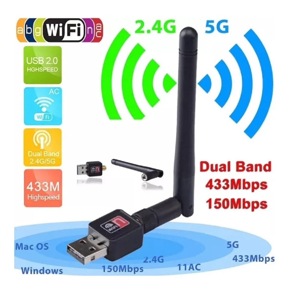 Antena wi-fi adaptador sem fio 1200 mb/s usb computador Notebook portátil - Kaype Store