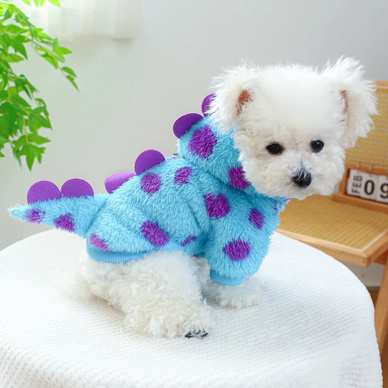 Roupa para Gato e Cachorro de Inverno - Dinossauro Azul - Kaype Store