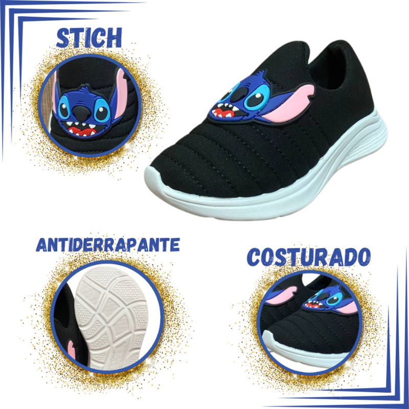Tênis Infantil Calce Fácil - Stitch - Confortável, Macio e Antiderrapante