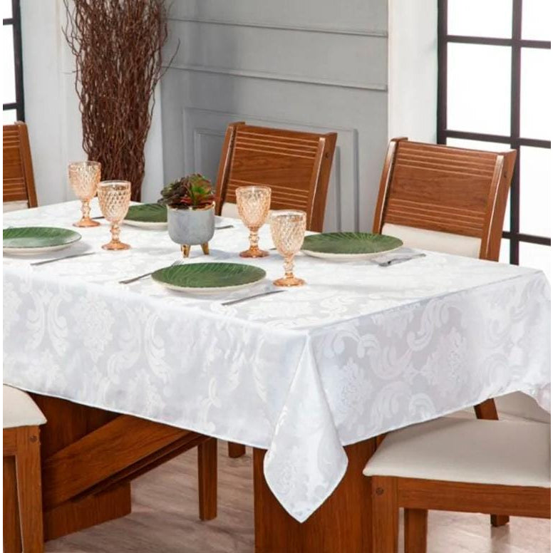 Toalha de Mesa Luxo 6 Lugares - Jacquard 2,00m x 1,40m | Tecido Grosso Premium