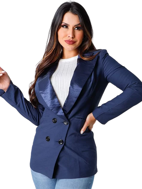 Blazer Feminino Alongado Gola Notch - Kaype Store