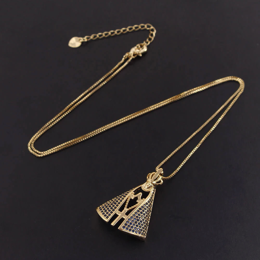 Colar Nossa Senhora Aparecida Banhado a Ouro - Proteção Divina e Elegância - Kaype Store