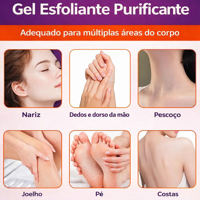 Gel Esfoliante e de Limpeza Facial e Corporal - Purificante Profundo Reduz Poros para Pele Oleosa, Seca e Mista