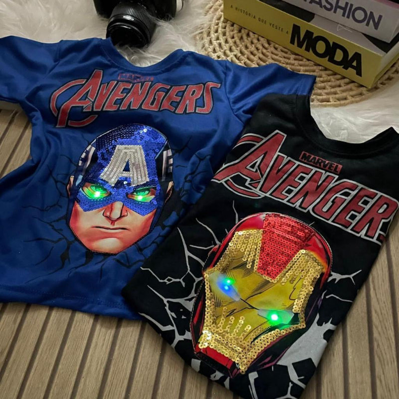 Camiseta Infantil LED à Prova D'água com Personagens