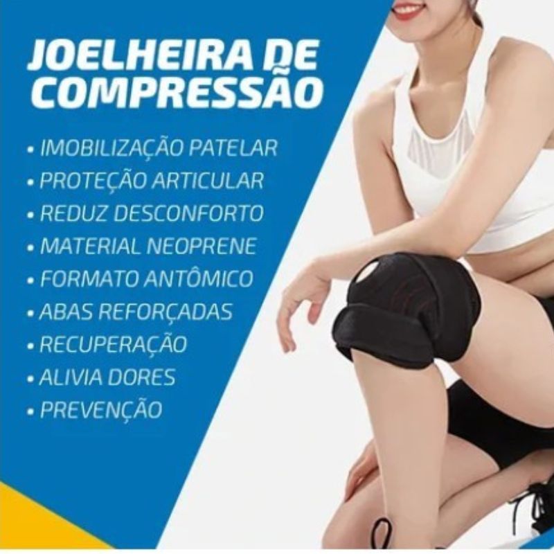 Joelheira Ortopédica de Compressão Articulada com Apoio Reforçado – Prevenção e Alívio de Dores no Joelho
