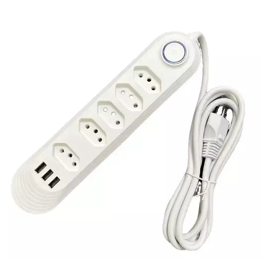 Extensão Elétrica 2m Com Tomadas e Entradas USB Integradas - Kaype Store