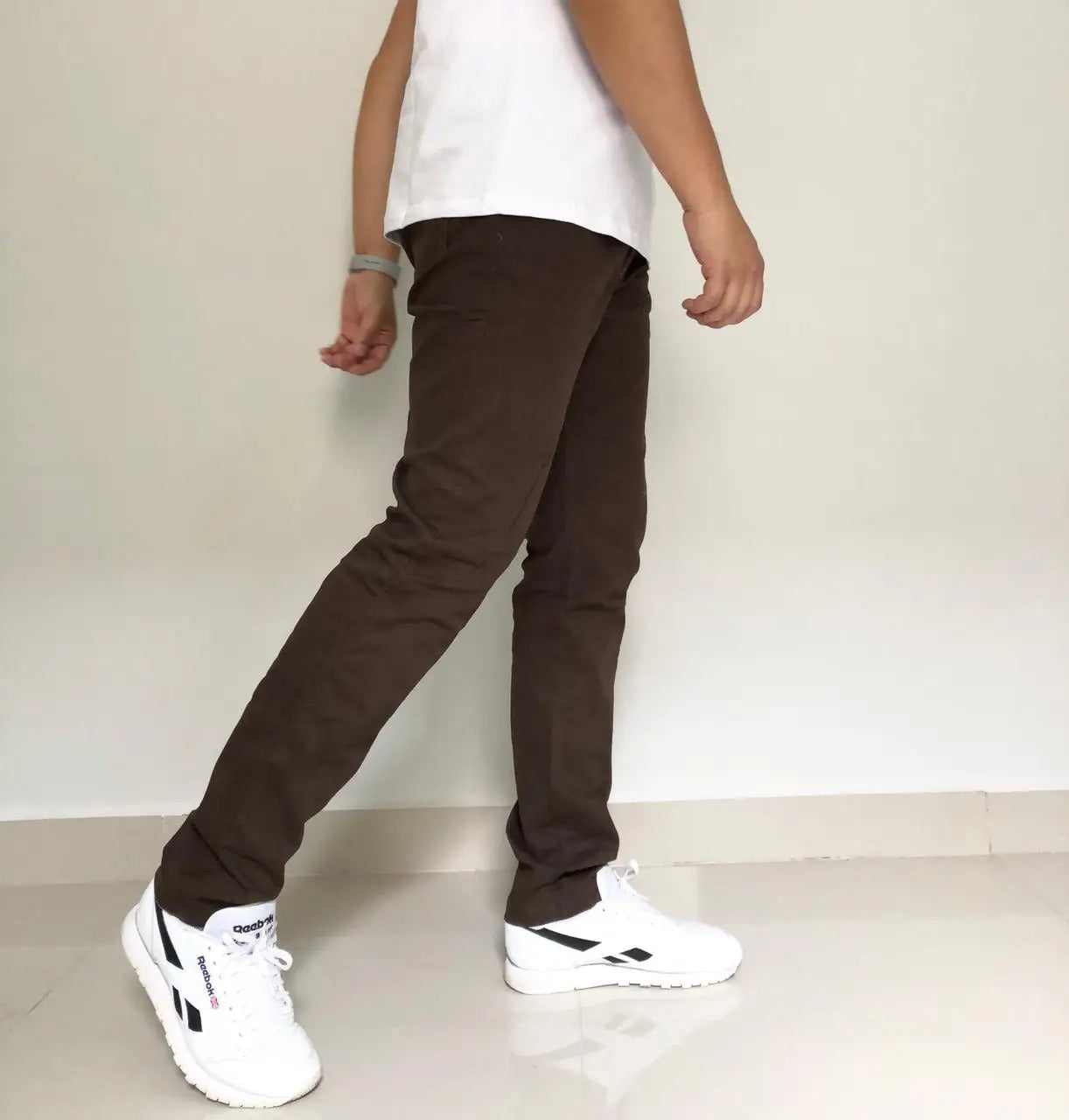 Calça Masculina Marrom Sarja Slim com Lycra - Kaype Store