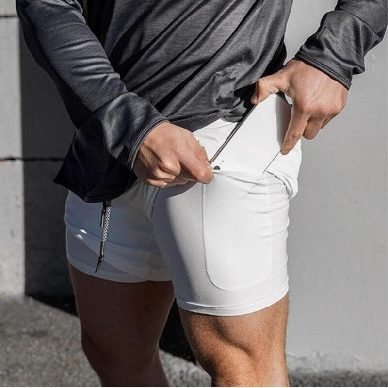 Shorts 2 em 1 Sport Fit Dry Fit com Elastano e Proteção UV