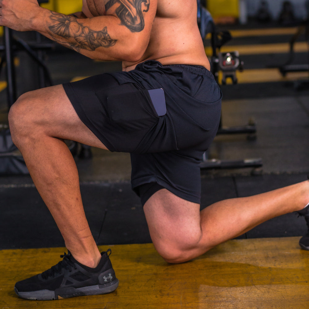 Shorts 2 em 1 Sport Fit Dry Fit com Elastano e Proteção UV