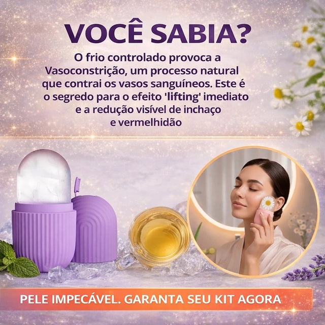 Rolo Massageador Facial de Gelo Reutilizável em Silicone – Kit com 2 Unidades | Kaype Store