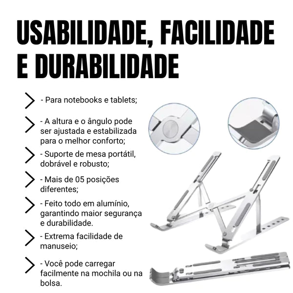 Suporte Ergonômico Dobrável e Portátil para Notebook - Kaype Store