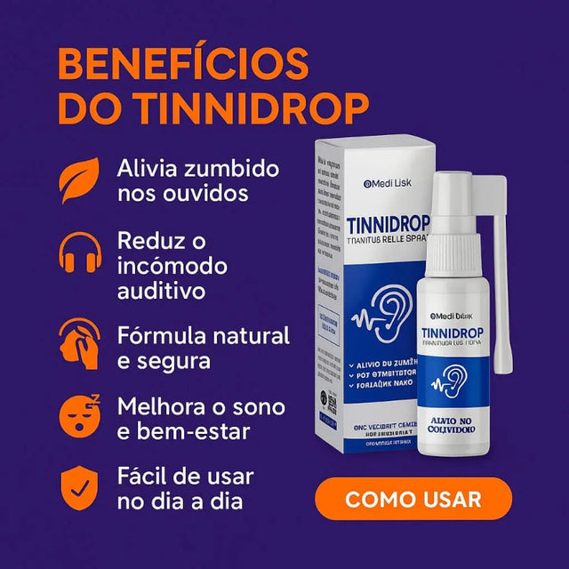 Tinnidrop Original - Solução para Zumbido nos Ouvidos | Alívio Rápido e Natural