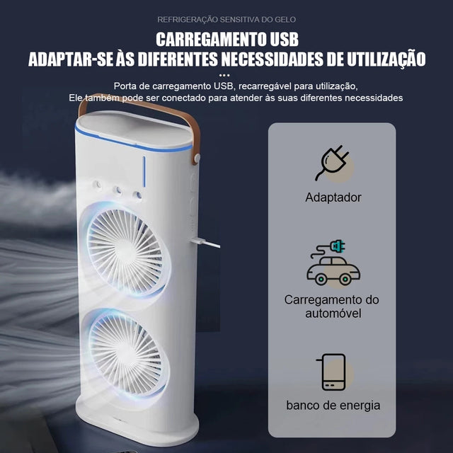Mini Climatizador de Ar Portátil com Ventilador Duplo