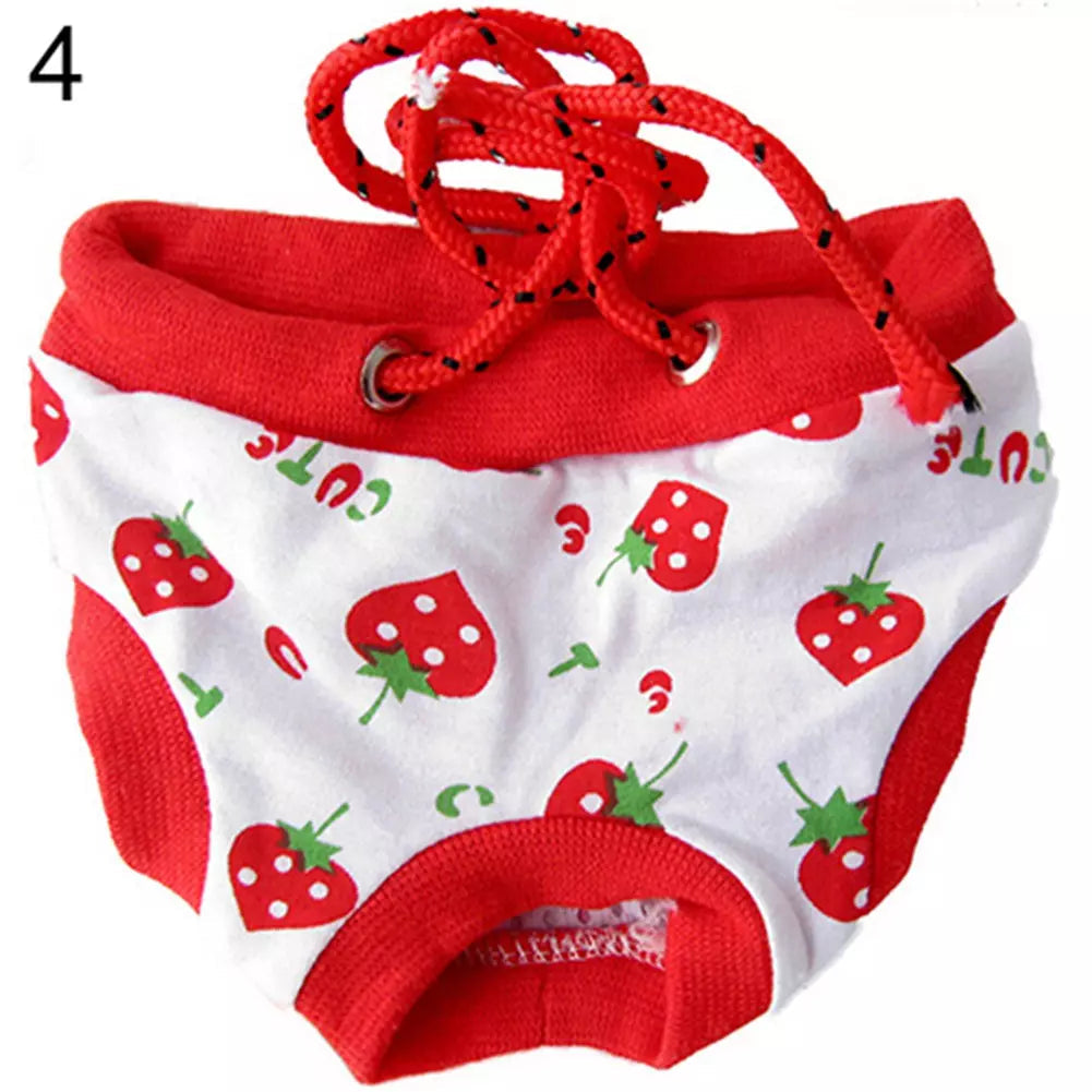 Fralda Premium para Animais de Estimação (Gato e Cachorro) Reutilizável PET006 Kaypestore Branca com Morangos P