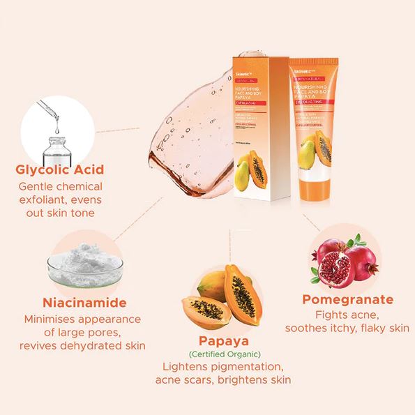 Gel Para Esfoliação e Clareamento Natural da Virilha, Axila e Rosto Com Extrato de Mamão Papaya - Skinetic BL031 Kaypestore