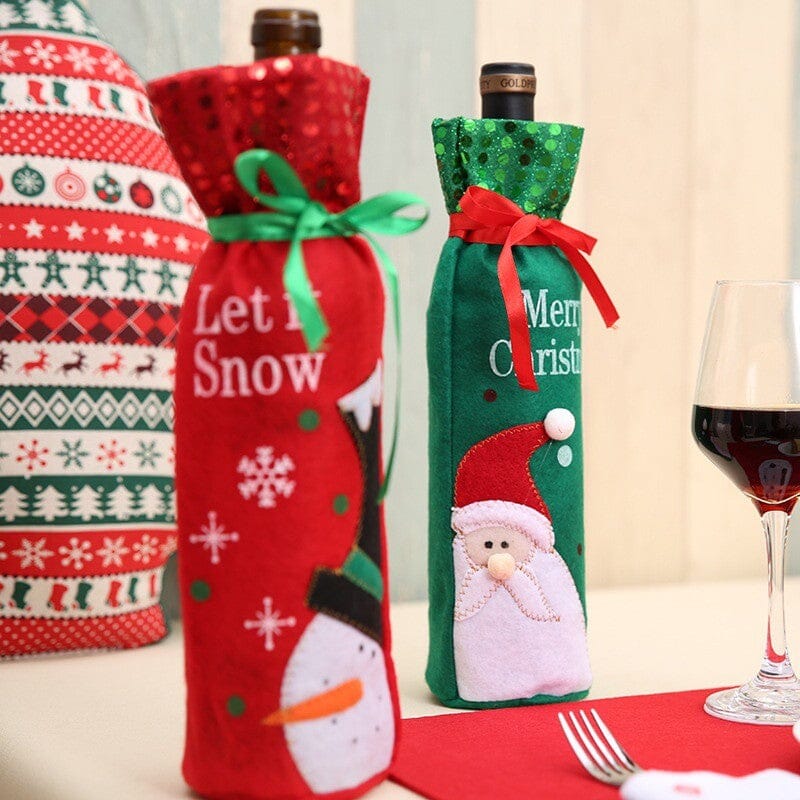 Kit Saco de Decoração de Natal para Garrafa - Tecido Premium de Alta Durabilidade NT011 Kaypestore 1 Verde e 1 Vermelho