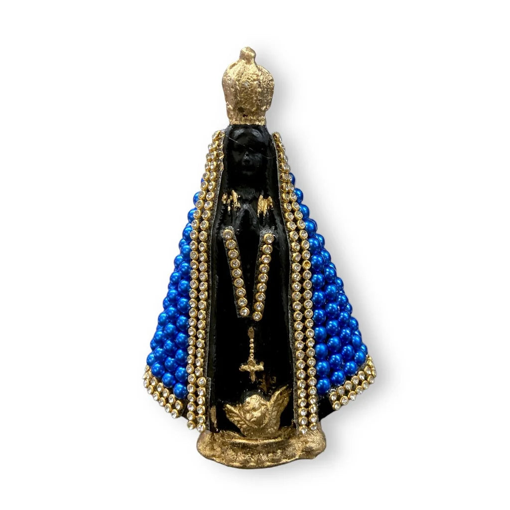Nossa Senhora Aparecida com Pérolas Kaypestore Azul com Preto