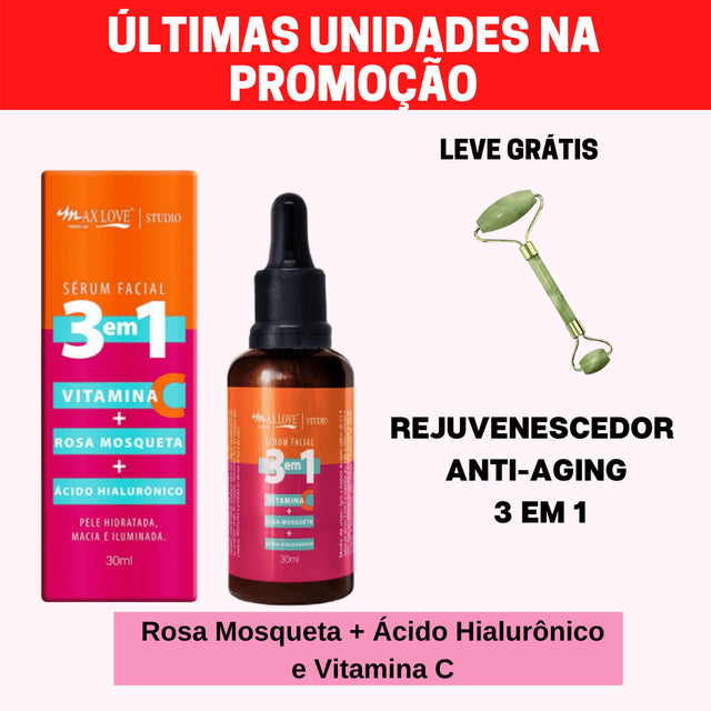 Rejuvenecedor Anti-Aging Premium -  3 EM 1 Ganhe 1 Rolo de Jade