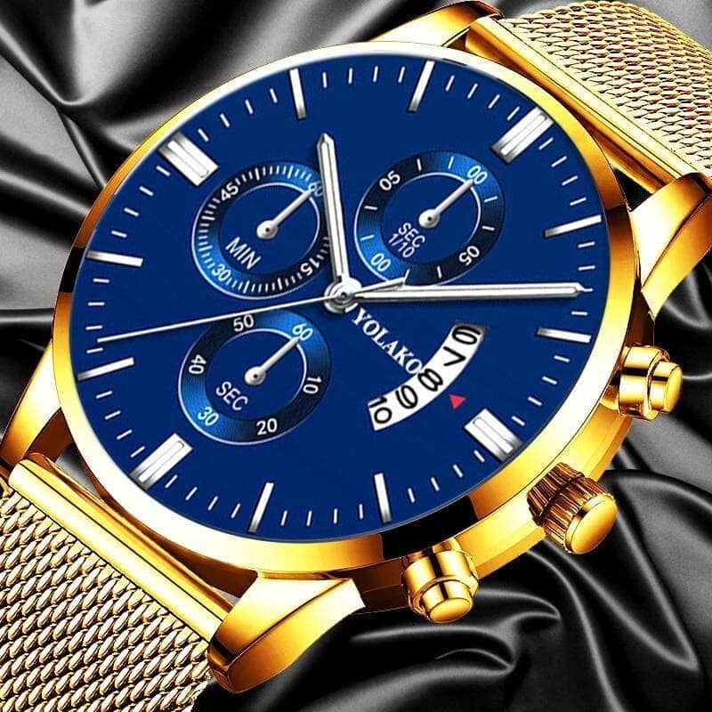 Relógio Classico Geneva - Edição de Luxo 40% OFF RL001 Kaypestore Ouro e Azul 