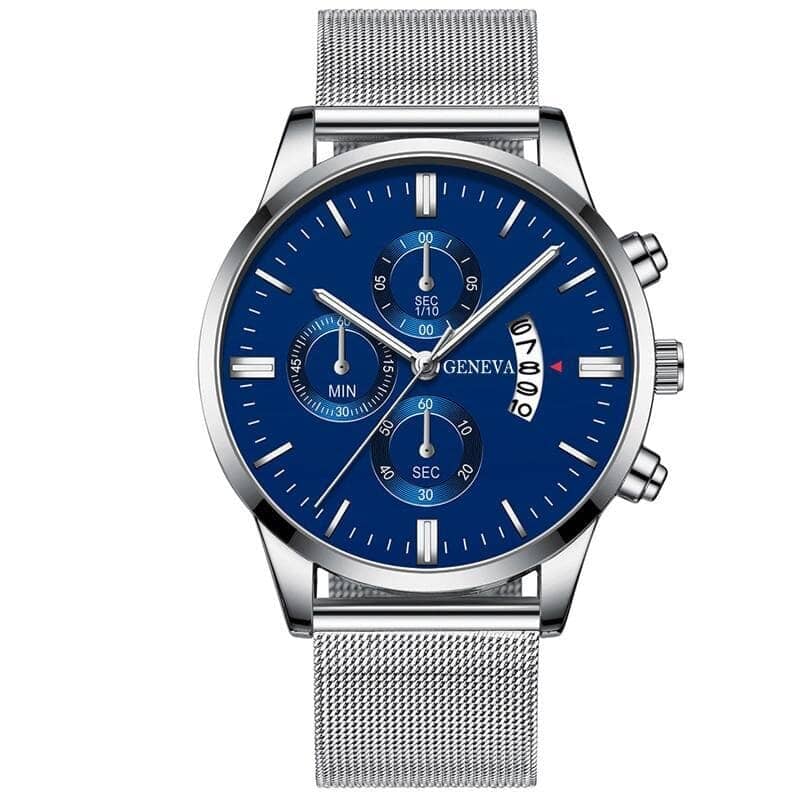 Relógio Classico Geneva - Edição de Luxo 40% OFF RL001 Kaypestore Prata e Azul 