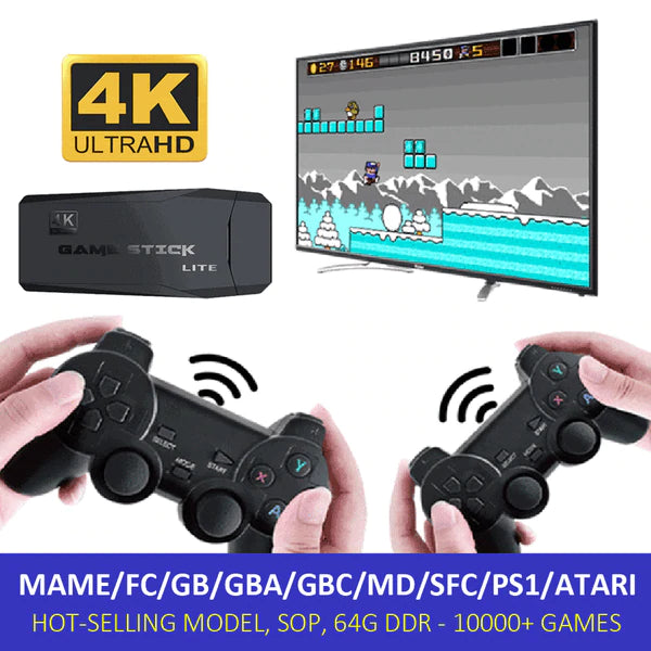 Super Game Stick 4k Via HDMI e Controles Wireless - Jogos Nostálgicos