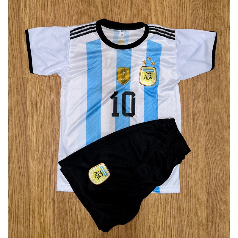 Conjunto Infantil Uniforme Argentina Messi - Shorts + Camisa