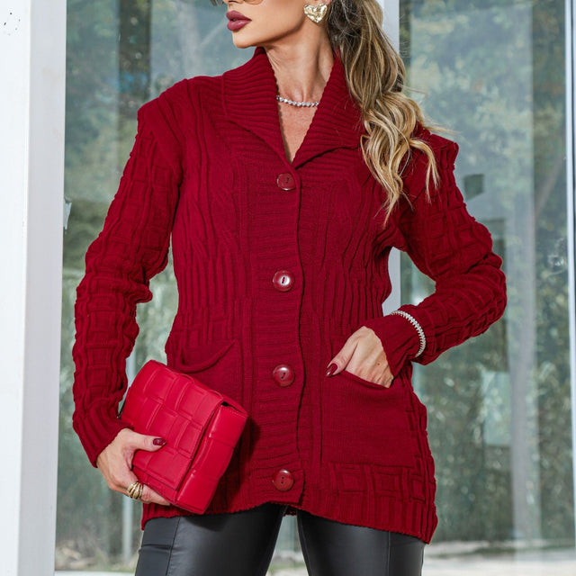 Casaco de Lã Feminino com Botão e Bolso - Kaype Store