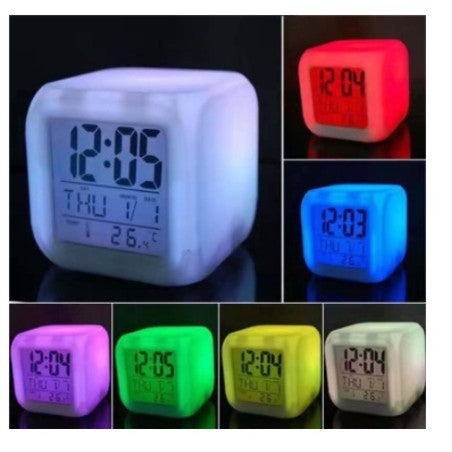 Relógio Despertador Digital Cubo Led Muda 7 Cores Colorido - Kaype Store