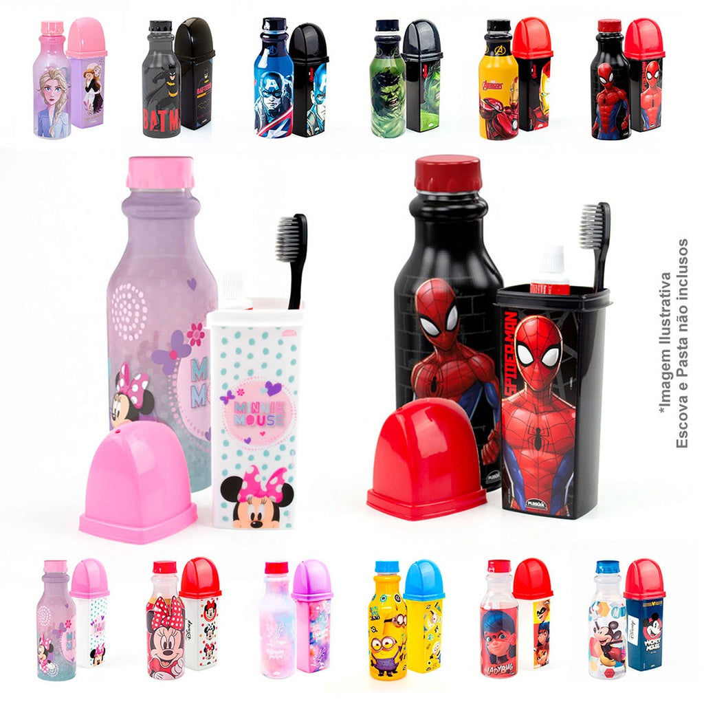 Garrafa de Água Infantil 500 ML e Porta Escova de Dente Infantil - Kaype Store