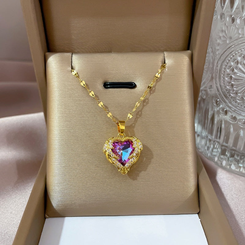Colar De Cristal De Coração Oceânico - Kaype Store