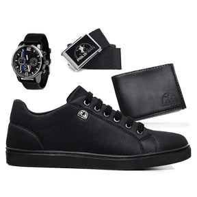 Kit Sapatênis Casual Vip + Relógio Luxe + Carteira + Cinto