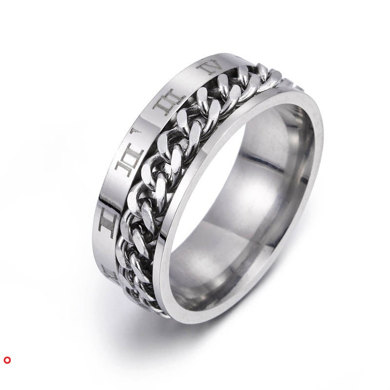 Anel Masculino Giratório com Números Romanos - Aço Inoxidável - Kaype Store