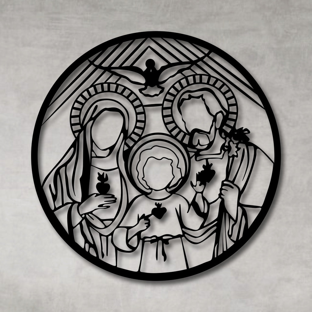 Quadro Decorativo Vazado Vitral Religioso Sagrada Família - Elegância e Fé em Sua Decoração - Kaype Store