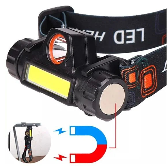 Lanterna de Cabeça LED COB Caminhada Pesca Ciclismo