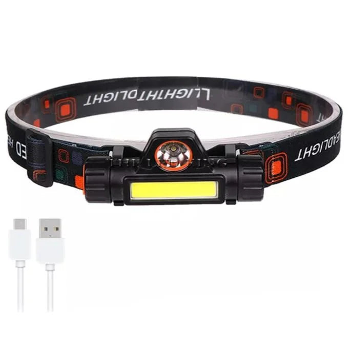 Lanterna de Cabeça LED COB Caminhada Pesca Ciclismo