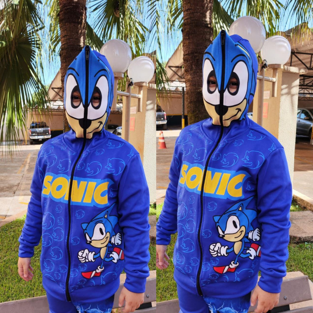 Blusa Moletom infantil do Sonic com capuz - Kaype Store