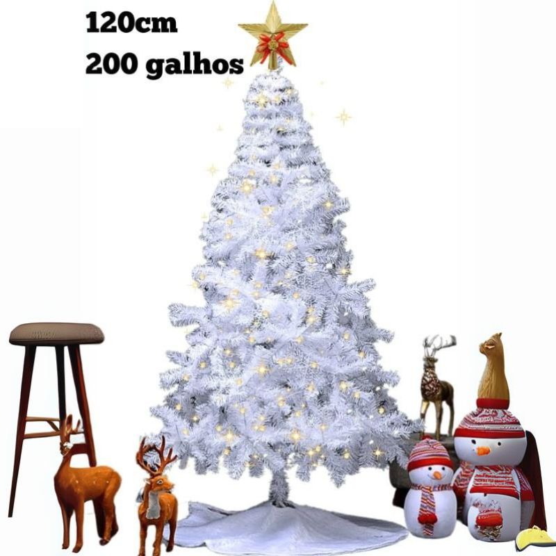 Árvore De Natal BRANCA 120cm 140 Galhos Pinheiro
