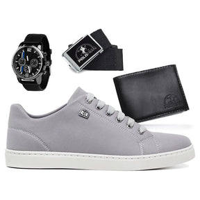 Kit Sapatênis Casual Vip + Relógio Luxe + Carteira + Cinto