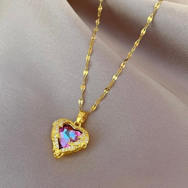 Colar De Cristal De Coração Oceânico - Kaype Store