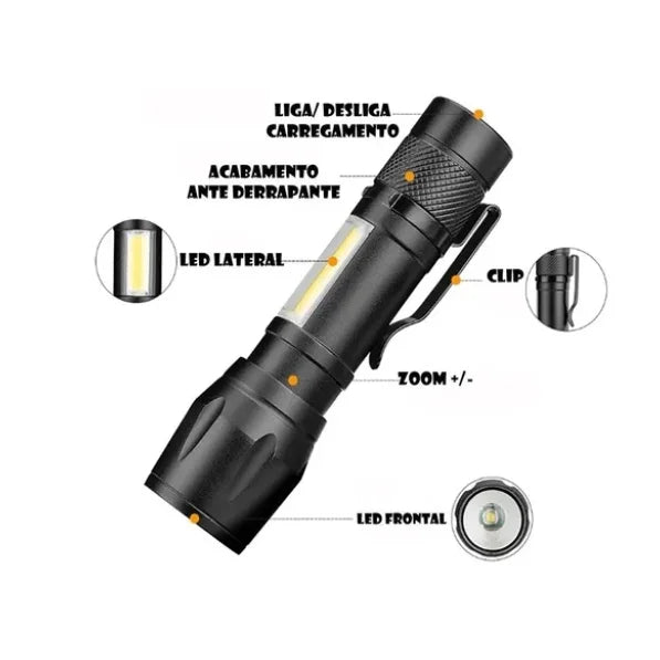 Mini Lanterna Tática - Led E Zoom