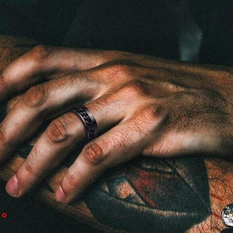 Anel Masculino Giratório com Números Romanos - Aço Inoxidável - Kaype Store
